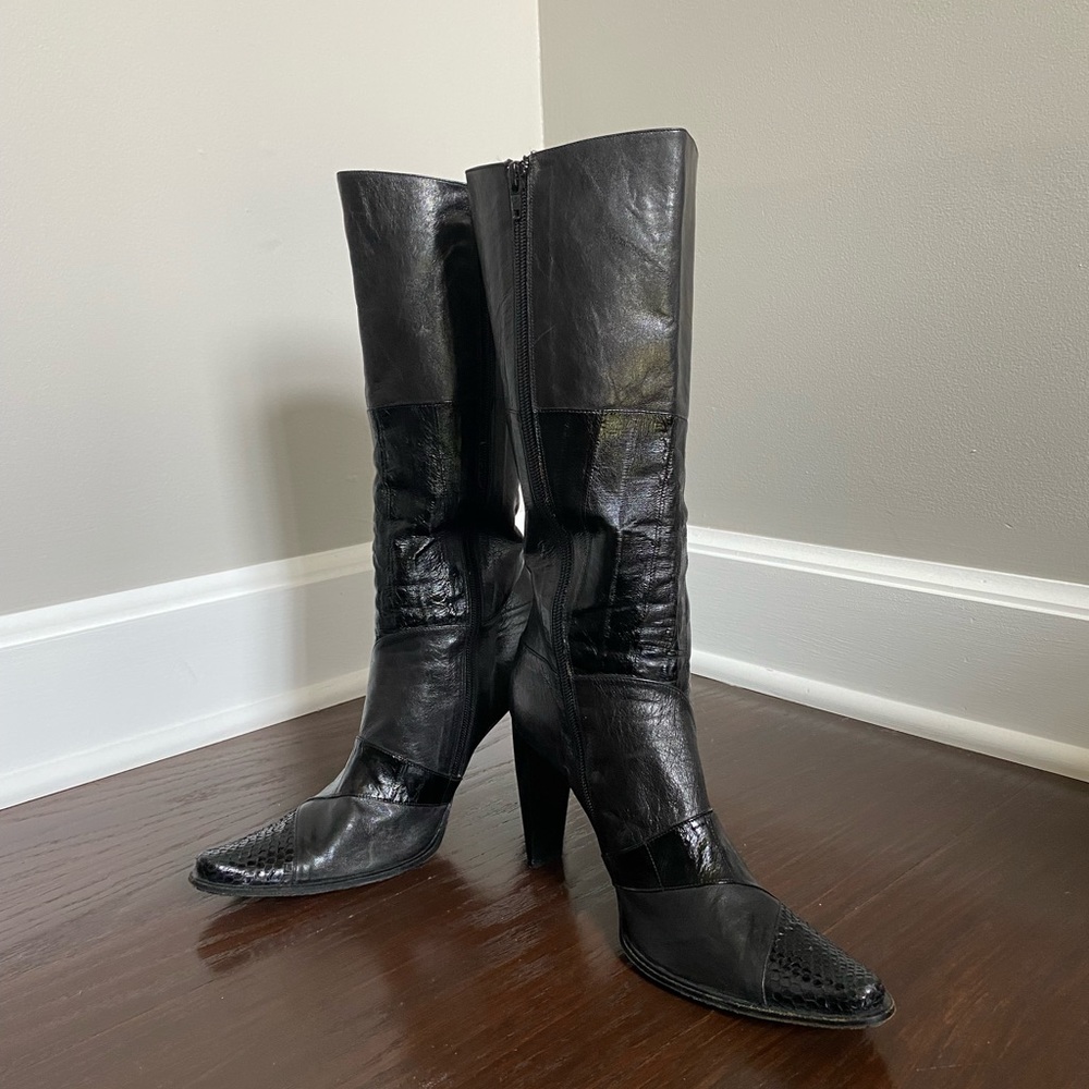 STRATEGIA Black Leather Boots